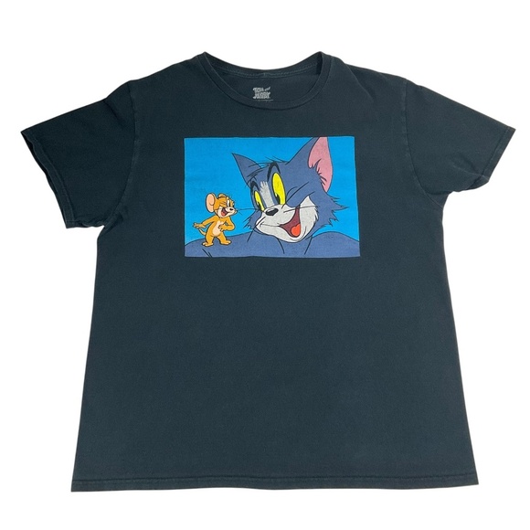Tom and Jerry Black Graphic Tee Cartoon Shirt Large - Picture 2 of 8